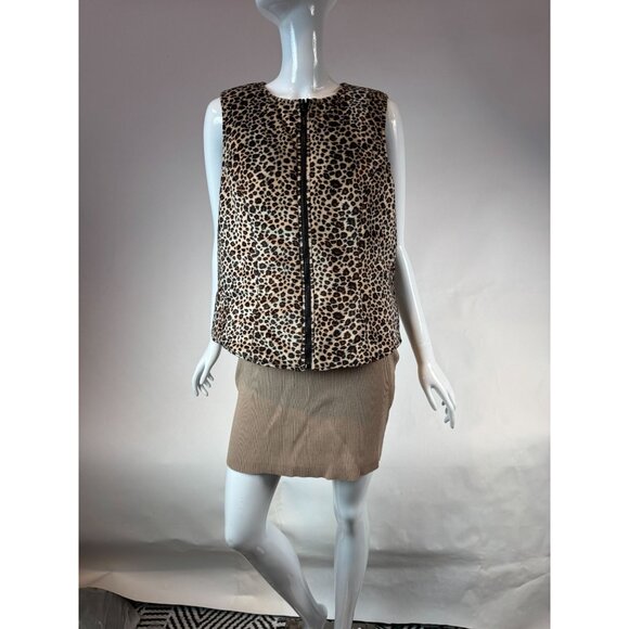 Leopard Print Polyester Reversible Vest With Front Zipper By I.N. Studio M - Picture 2 of 16